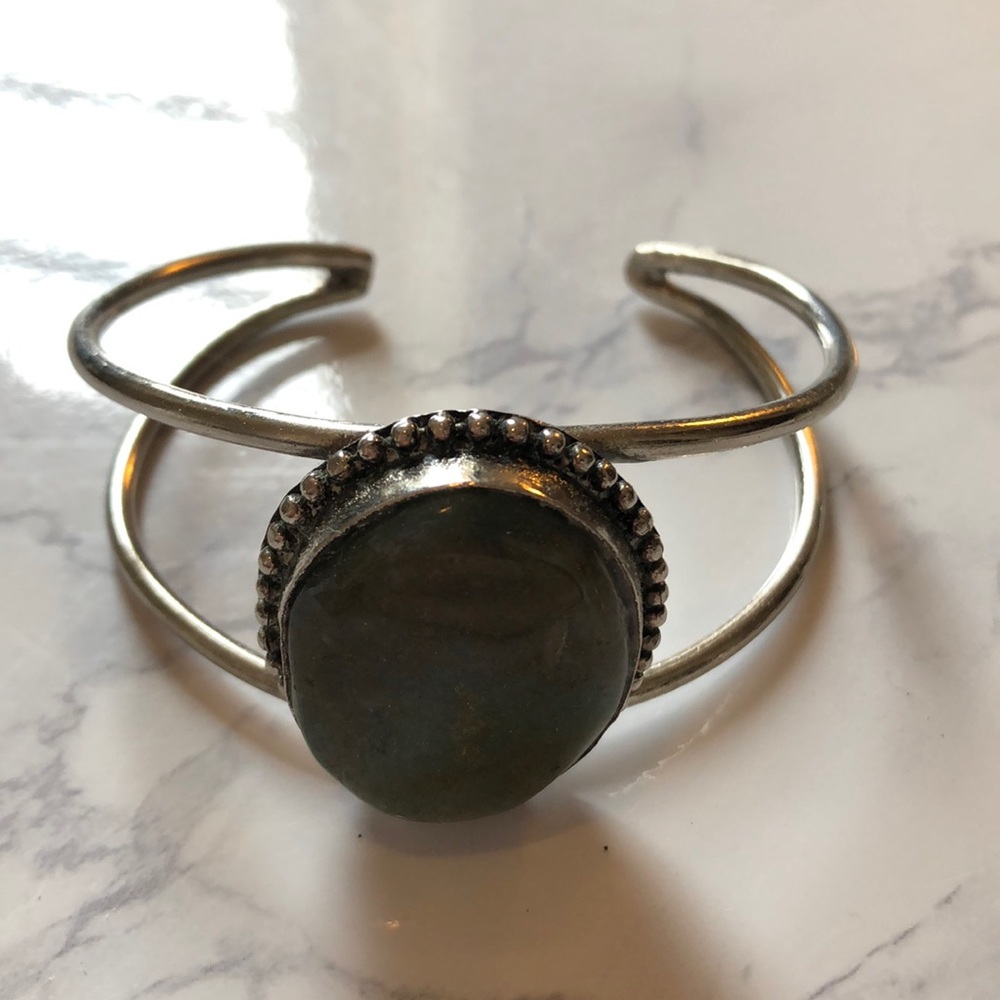 Silver with real gemstone